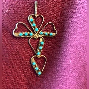 Turquoise/sterling cross pendant